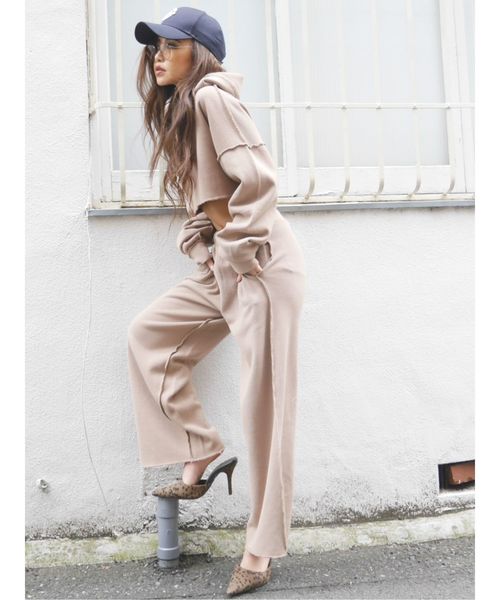 GYDA（ジェイダ）の「ショートスウェットパーカー（Tシャツ/カットソー・レディース・ブラック/ベージュ/グレー/オフホワイト・FREE）」の5枚目の写真