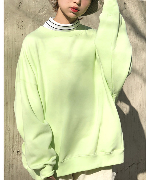 WEGO（ウィゴー）の「WEGO/デイリーカラールーズスウェット（スウェット・レディース・杢グレー/オレンジ系その他2/ライトパープル/グリーン/ホワイト・FREE）」の3枚目の写真