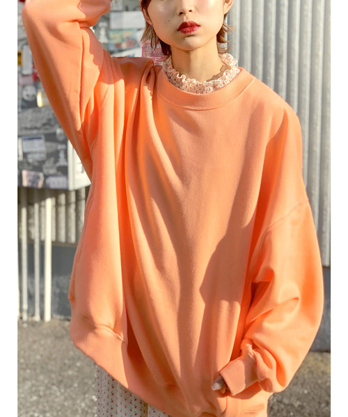 WEGO（ウィゴー）の「WEGO/デイリーカラールーズスウェット（スウェット・レディース・杢グレー/オレンジ系その他2/ライトパープル/グリーン/ホワイト・FREE）」の5枚目の写真