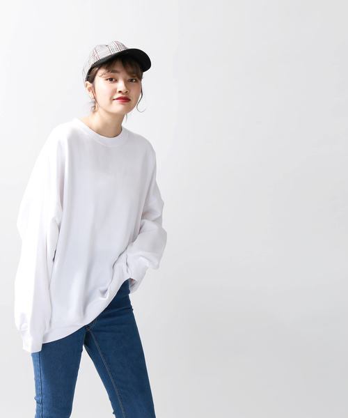 WEGO（ウィゴー）の「WEGO/デイリーカラールーズスウェット（スウェット・レディース・杢グレー/オレンジ系その他2/ライトパープル/グリーン/ホワイト・FREE）」の10枚目の写真