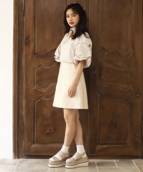 one after another NICE CLAUP（ワンアフターアナザーナイスクラップ）の「フェイクレザーミニ台形スカート（スカート・レディース・アイボリー/ブラウン/キャメル・FREE）」の10枚目の写真