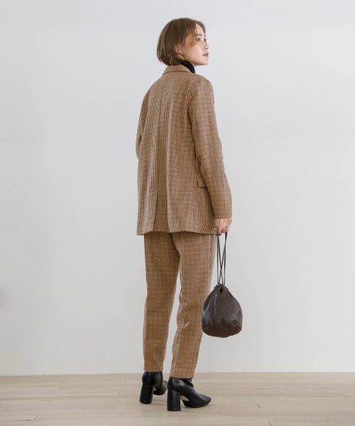 select MOCA(セレクトモカ)の「ガンクラブチェックハイウエストパンツ(その他パンツ・レディース・ベージュ/バーガンディー・SMALL/MEDIUM)」の4枚目の写真