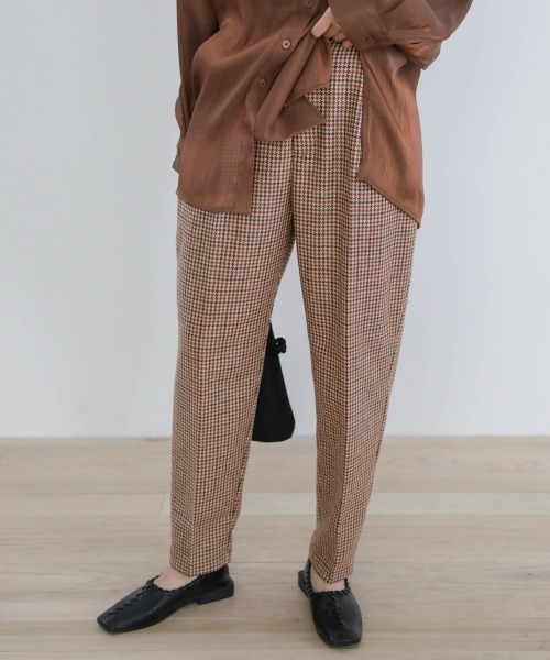 select MOCA(セレクトモカ)の「ガンクラブチェックハイウエストパンツ(その他パンツ・レディース・ベージュ/バーガンディー・SMALL/MEDIUM)」の15枚目の写真