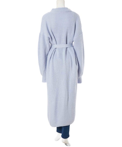 fifth(フィフス)の「ベルト付ロングニットガウン(カーディガン/ボレロ・レディース・ブルー/チャコールグレー・MEDIUM)」の9枚目の写真