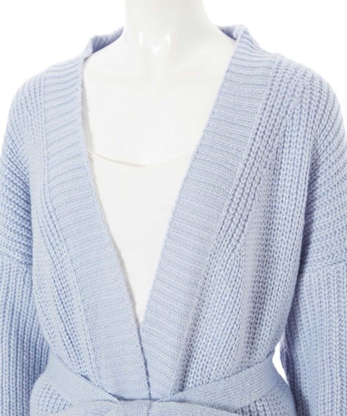 fifth(フィフス)の「ベルト付ロングニットガウン(カーディガン/ボレロ・レディース・ブルー/チャコールグレー・MEDIUM)」の4枚目の写真