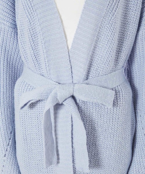 fifth(フィフス)の「ベルト付ロングニットガウン(カーディガン/ボレロ・レディース・ブルー/チャコールグレー・MEDIUM)」の6枚目の写真