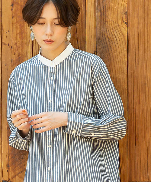 coen（コーエン）の「【WEB限定追加生産・ムック本掲載】ブロードバンドカラー ロングシャツ（シャツ/ブラウス・レディース・ブラウン/ホワイト/ロイヤルブルー・FREE）」の13枚目の写真