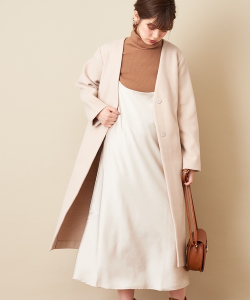 natural couture(ナチュラルクチュール)の「サテン2WAYキャミワンピース(ワンピース・レディース・ブラウン/ピンク/アイボリー/キャメル・FREE)」の14枚目の写真