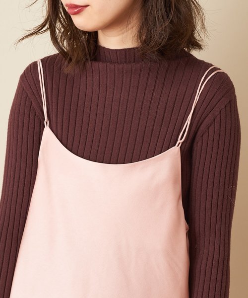 natural couture(ナチュラルクチュール)の「サテン2WAYキャミワンピース(ワンピース・レディース・ブラウン/ピンク/アイボリー/キャメル・FREE)」の10枚目の写真