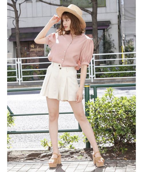 dazzlin（ダズリン）の「Ｖネックパフスリーブシアーブラウス（シャツ/ブラウス・レディース・オフホワイト/ベージュ/ピンク/ブルー・FREE）」の7枚目の写真