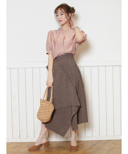 dazzlin（ダズリン）の「Ｖネックパフスリーブシアーブラウス（シャツ/ブラウス・レディース・オフホワイト/ベージュ/ピンク/ブルー・FREE）」の12枚目の写真