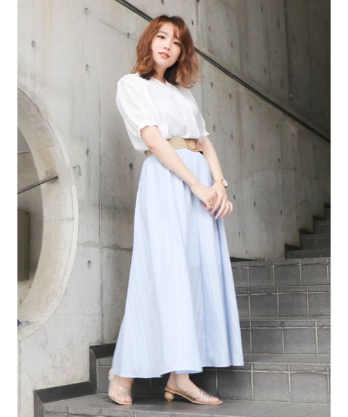 dazzlin（ダズリン）の「Ｖネックパフスリーブシアーブラウス（シャツ/ブラウス・レディース・オフホワイト/ベージュ/ピンク/ブルー・FREE）」の15枚目の写真