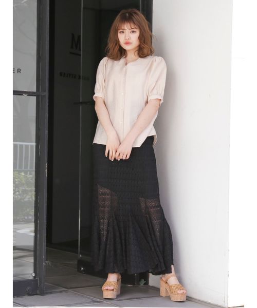 dazzlin（ダズリン）の「Ｖネックパフスリーブシアーブラウス（シャツ/ブラウス・レディース・オフホワイト/ベージュ/ピンク/ブルー・FREE）」の20枚目の写真