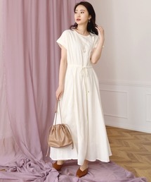 Bou Jeloud | Made in INDIA◆6枚ハギフレアマキシワンピース/ウエストマークバイカラーロングワンピ/コットンギャザースカート(ワンピース)