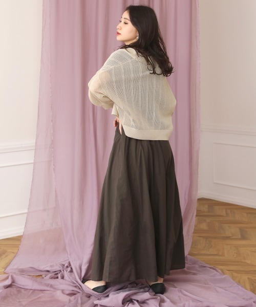 Bou Jeloud（ブージュルード）の「Made in INDIA◆6枚ハギフレアマキシワンピース/ウエストマークバイカラーロングワンピ/コットンギャザースカート（ワンピース・レディース・ホワイト系その他/A/モカ/チャコールグレー/レッド・38）」の13枚目の写真