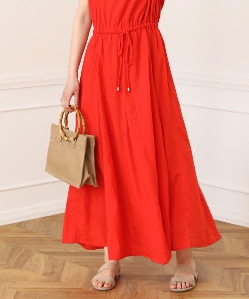 Bou Jeloud（ブージュルード）の「Made in INDIA◆6枚ハギフレアマキシワンピース/ウエストマークバイカラーロングワンピ/コットンギャザースカート（ワンピース・レディース・ホワイト系その他/A/モカ/チャコールグレー/レッド・38）」の16枚目の写真