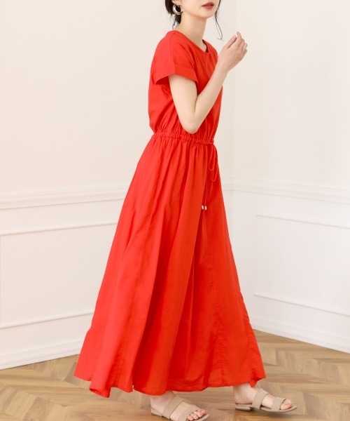 Bou Jeloud（ブージュルード）の「Made in INDIA◆6枚ハギフレアマキシワンピース/ウエストマークバイカラーロングワンピ/コットンギャザースカート（ワンピース・レディース・ホワイト系その他/A/モカ/チャコールグレー/レッド・38）」の17枚目の写真