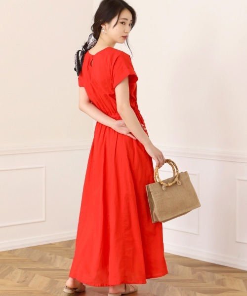 Bou Jeloud（ブージュルード）の「Made in INDIA◆6枚ハギフレアマキシワンピース/ウエストマークバイカラーロングワンピ/コットンギャザースカート（ワンピース・レディース・ホワイト系その他/A/モカ/チャコールグレー/レッド・38）」の18枚目の写真