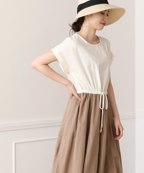 Bou Jeloud（ブージュルード）の「Made in INDIA◆6枚ハギフレアマキシワンピース/ウエストマークバイカラーロングワンピ/コットンギャザースカート（ワンピース・レディース・ホワイト系その他/A/モカ/チャコールグレー/レッド・38）」の21枚目の写真