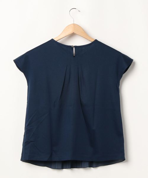 NEWYORKER(ニューヨーカー)の「シフォン タックデザイン半袖カットソー(Tシャツ/カットソー・レディース・ホワイト/ネイビー・M/L)」の3枚目の写真