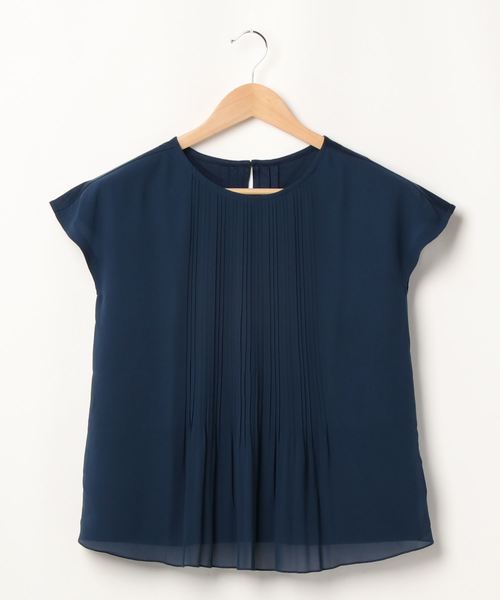 NEWYORKER(ニューヨーカー)の「シフォン タックデザイン半袖カットソー(Tシャツ/カットソー・レディース・ホワイト/ネイビー・M/L)」の7枚目の写真