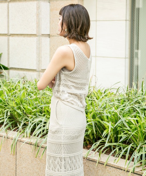 MILLION CARATS（ミリオンカラッツ）の「透かし編みのニットスカートとニットTOPSのセットアップ（アンサンブル・レディース・ブラック/カーキ/ベージュ/ブラウン・FREE）」の20枚目の写真