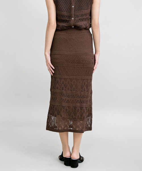 MILLION CARATS（ミリオンカラッツ）の「透かし編みのニットスカートとニットTOPSのセットアップ（アンサンブル・レディース・ブラック/カーキ/ベージュ/ブラウン・FREE）」の18枚目の写真