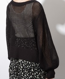 前後2WAYリボン透かし柄ニットカーディガン