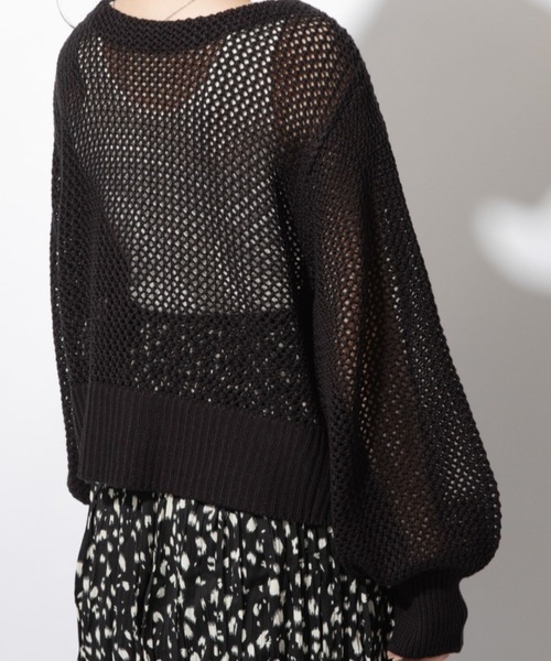 Mysa&Liina(ミーサリーナ)の「前後2WAYリボン透かし柄ニットカーディガン(カーディガン/ボレロ・レディース・モカ/ブラウン/ブラック・M)」の1枚目の写真