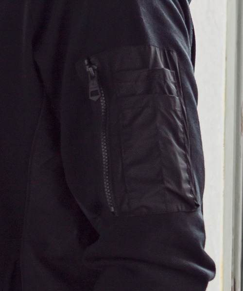 1piu1uguale3 RELAX（ウノピュウノウグァーレトレリラックス）の「1PIU1UGUALE3 RELAX(ウノピゥウノウグァーレトレ)裏毛切り替えプルオーバーパーカー（パーカー・メンズ・ブラック/グレー・S/L/M/XL/XXL）」の4枚目の写真