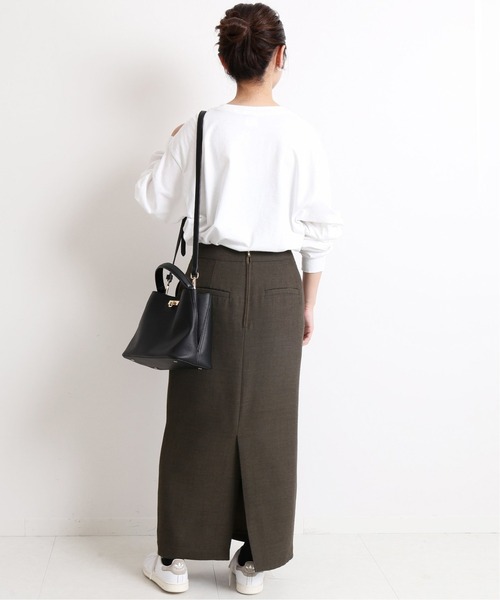 SLOBE IENA(スローブイエナ)の「ウール混ツイルロングタイトスカート【手洗い可能】◆(スカート・レディース・カーキ/ピンク/アイボリー・40/38/36)」の22枚目の写真