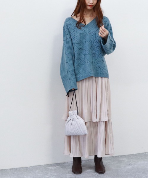 archives（アルシーヴ）の「プリーツティアードスカート（スカート・レディース・ベージュ/グリーン/ブルー/ピンクベージュ・MEDIUM）」の6枚目の写真