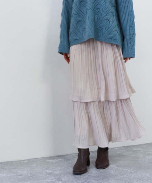 archives（アルシーヴ）の「プリーツティアードスカート（スカート・レディース・ベージュ/グリーン/ブルー/ピンクベージュ・MEDIUM）」の16枚目の写真