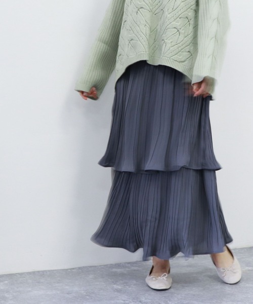 archives（アルシーヴ）の「プリーツティアードスカート（スカート・レディース・ベージュ/グリーン/ブルー/ピンクベージュ・MEDIUM）」の17枚目の写真