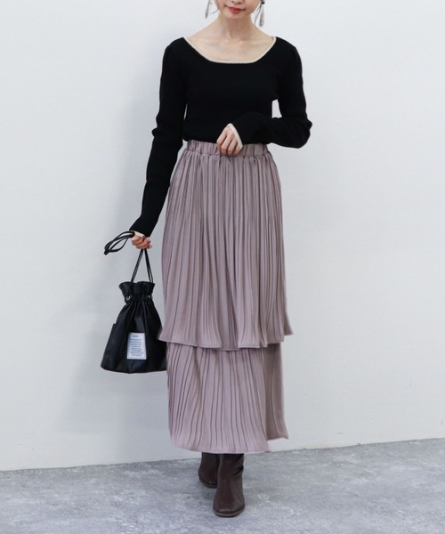 archives（アルシーヴ）の「プリーツティアードスカート（スカート・レディース・ベージュ/グリーン/ブルー/ピンクベージュ・MEDIUM）」の13枚目の写真