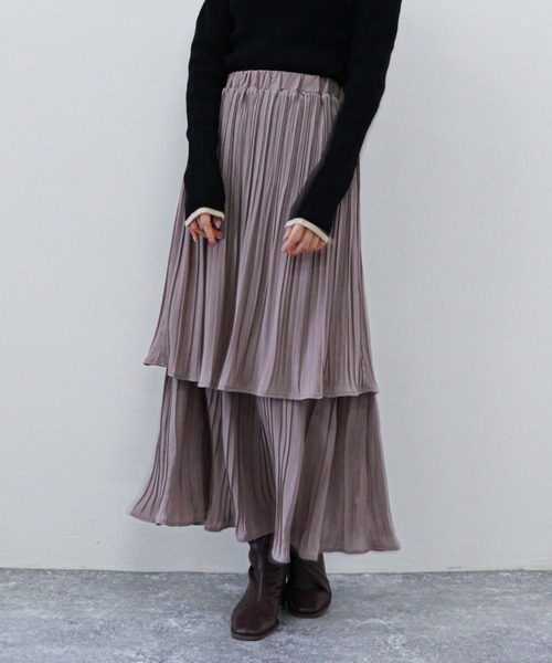archives（アルシーヴ）の「プリーツティアードスカート（スカート・レディース・ベージュ/グリーン/ブルー/ピンクベージュ・MEDIUM）」の15枚目の写真