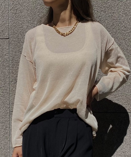 Avvenente(アベネンテ)の「【Avvenente】シアールーズニット(ニット/セーター・レディース・アイボリー/ブラック/ベージュ/グリーン・M)」の3枚目の写真