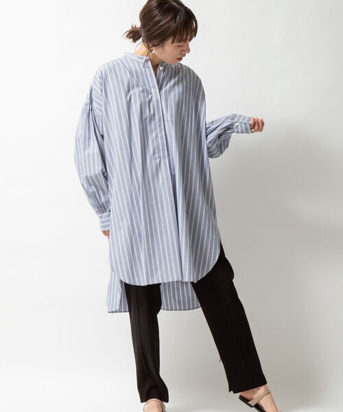 NOLLEY’S(ノーリーズ)の「タイプライターギャザーロングシャツ(シャツ/ブラウス・レディース・ホワイト/ブルー系その他3・FREE)」の3枚目の写真