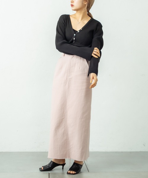 mystic(ミスティック)の「バックフレアタイトスカート(スカート・レディース・ピンク/オフホワイト/ブラック・1/2)」の7枚目の写真