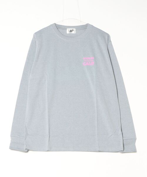 Bling Leads（ブリングリーズ）の「16/- 天竺 イラストプリント クルーネック ロング Tシャツ（Tシャツ/カットソー・メンズ・ブラック/杢グレー/ホワイト・L/M）」の2枚目の写真