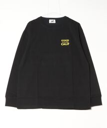 16/- 天竺 イラストプリント クルーネック ロング Tシャツ