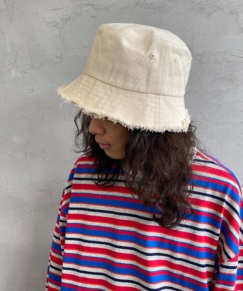 JEANS FACTORY Clothes（ジーンズファクトリークローズ）の「[Jeans Factory Clothes/ジーンズファクトリークローズ] フリンジバケットハット（ハット・メンズ・ブラック/アイボリー/ミント/レオパード/ゼブラ・L）」の2枚目の写真