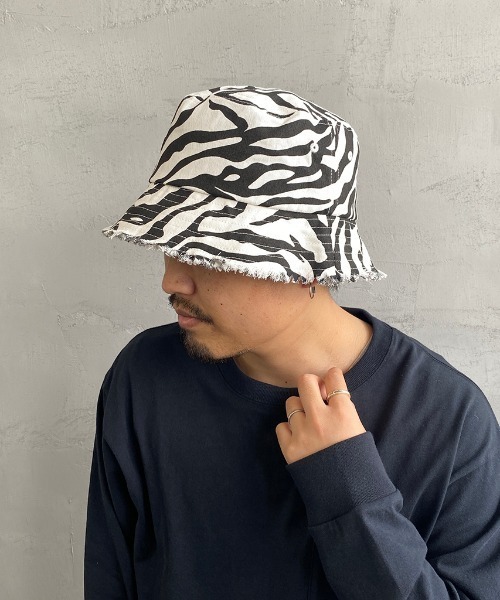 JEANS FACTORY Clothes（ジーンズファクトリークローズ）の「[Jeans Factory Clothes/ジーンズファクトリークローズ] フリンジバケットハット（ハット・メンズ・ブラック/アイボリー/ミント/レオパード/ゼブラ・L）」の16枚目の写真