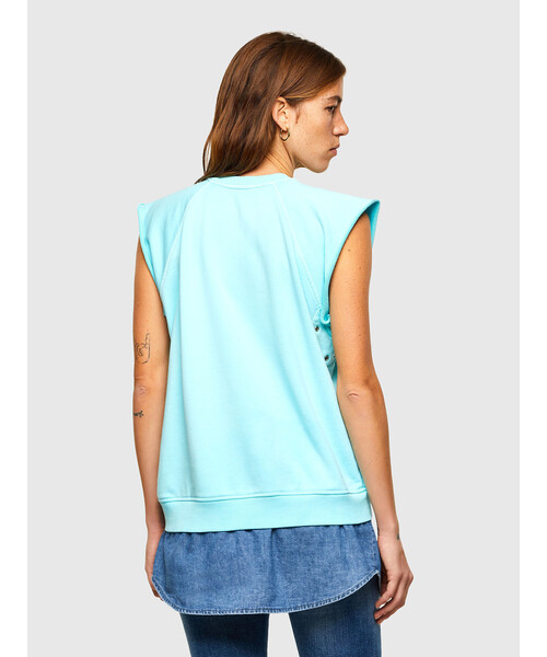 DIESEL(ディーゼル)の「レディース スウェット ノースリーブ デニムシャツ ミックス(スウェット・レディース・ブラック/ブルー・SMALL/LARGE/MEDIUM)」の8枚目の写真