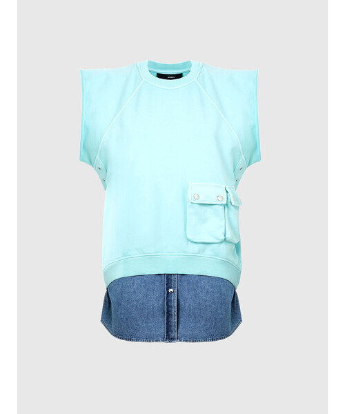 DIESEL(ディーゼル)の「レディース スウェット ノースリーブ デニムシャツ ミックス(スウェット・レディース・ブラック/ブルー・SMALL/LARGE/MEDIUM)」の5枚目の写真