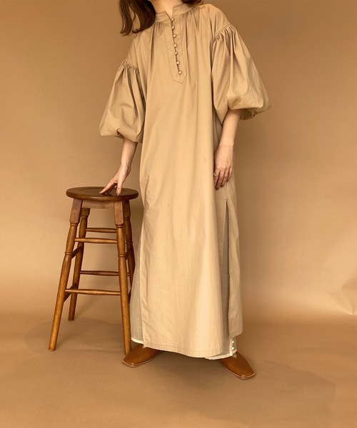 I_am（アイアム）の「volume balance ops（ワンピース・レディース・ベージュ/ブラック・FREE）」の4枚目の写真