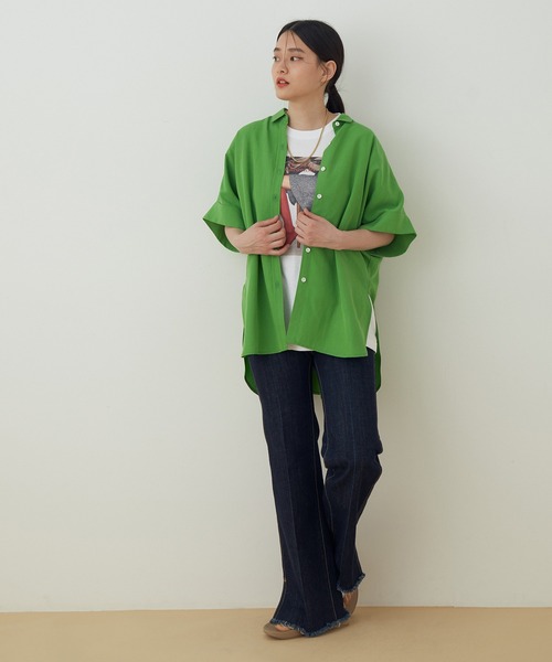 ADAM ET ROPE'（アダムエロペ）の「【アウトレット店舗・WEB限定】セルロースリネンフレンチシャツ（シャツ/ブラウス・レディース・ブラック/ピンク/ライトグリーン/キャメル/ピンク系その他・FREE）」の11枚目の写真