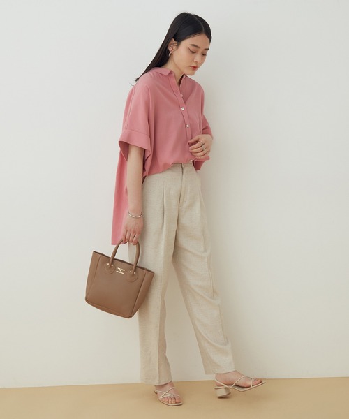 ADAM ET ROPE'（アダムエロペ）の「【アウトレット店舗・WEB限定】セルロースリネンフレンチシャツ（シャツ/ブラウス・レディース・ブラック/ピンク/ライトグリーン/キャメル/ピンク系その他・FREE）」の16枚目の写真