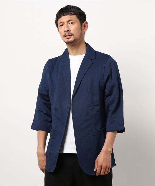 7分袖ジャケット テーラードジャケット M F Editorial エムエフエディトリアル のファッション エムエフエディトリアルメンズ M F Editorial Men 鹿の子ボーダーボタンレス