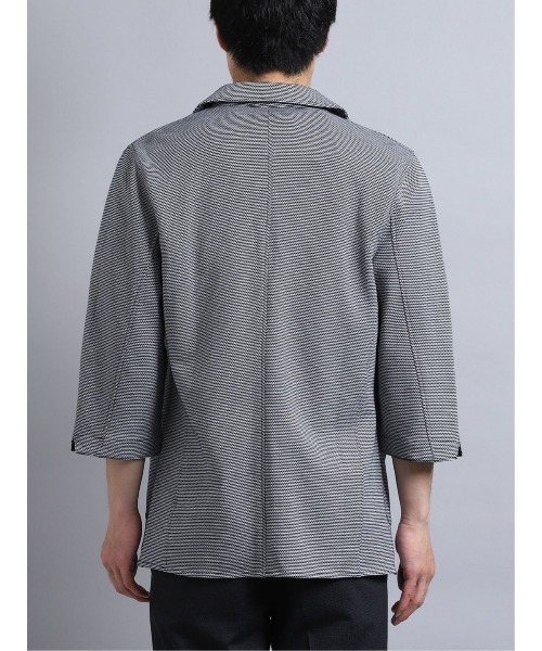 エムエフエディトリアルメンズ M F Editorial Men 鹿の子ボーダーボタンレス 7分袖ジャケット